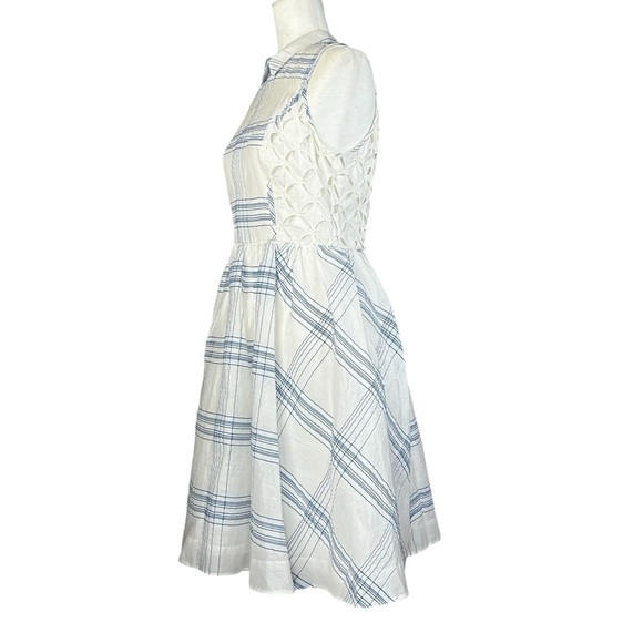 Anthropologie Moulinette Soeurs 6 Seaplane Dress Blue White Windowpane - Picture 5 of 16